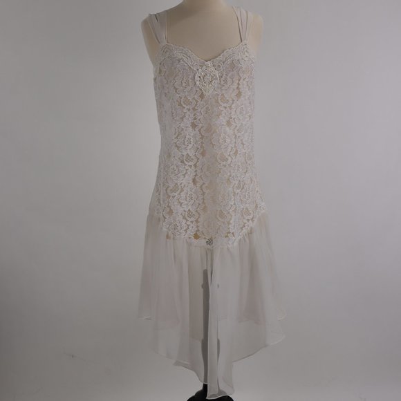 Vtg Saks Fifth Avenue Terry Russo Sheer Lace Sequin Pearl Nightgown Negligee L - Picture 4 of 10